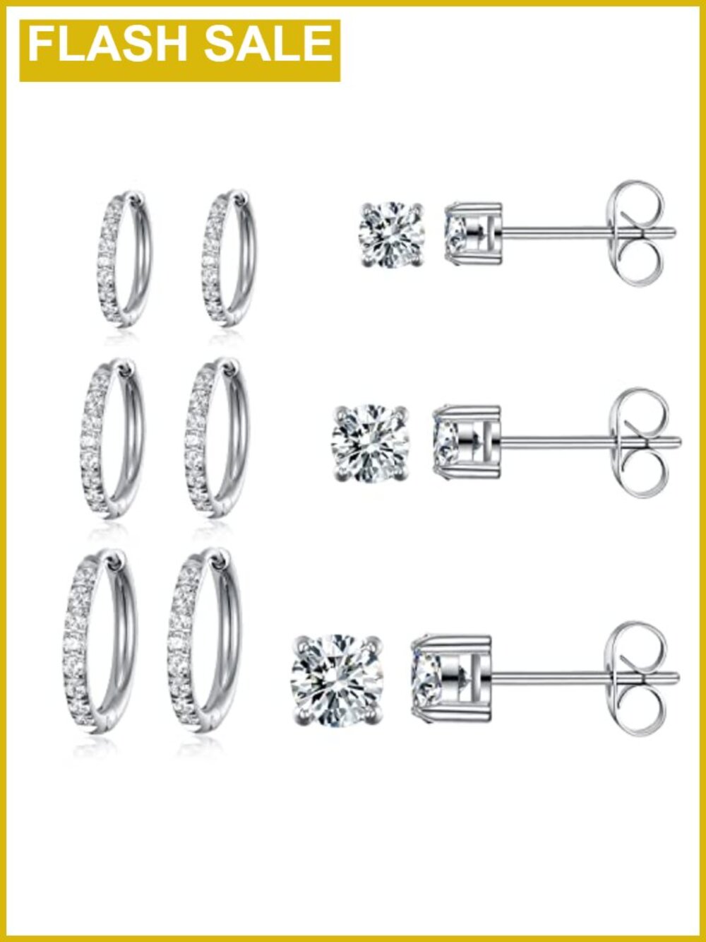 316L Stainless Steel Hypoallergenic Huggie Hoop Earrings, Cubic Zirconia